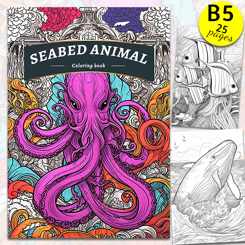 5pcs Coloring Book Wildlife Marine Life Dinosaur Butterfly Series