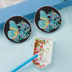 2pcs Butterfly Flower Coaster DIY Diamond Painting Car Coaster