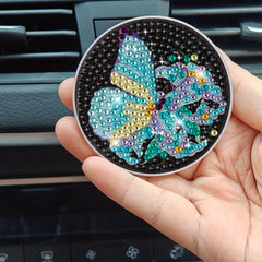 2pcs Butterfly Flower Coaster DIY Diamond Painting Car Coaster