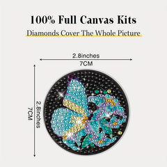 2pcs Butterfly Flower Coaster DIY Diamond Painting Car Coaster