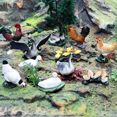 Farm Animal Playset PVC Kid Toy Gift with Hen Goose Duck Figures