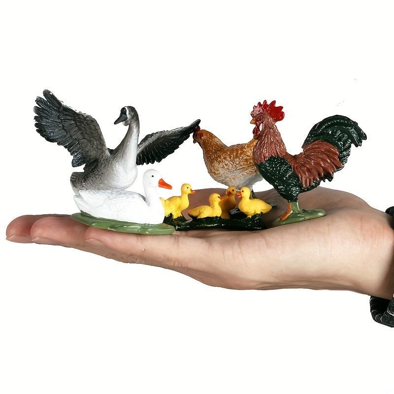 Farm Animal Playset PVC Kid Toy Gift with Hen Goose Duck Figures