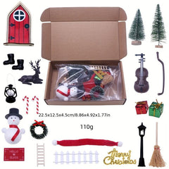 Elf Door Christmas Decoration Mini Fairy Scene Toy Set