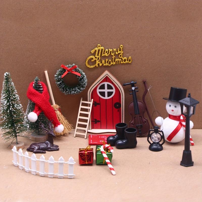 Elf Door Christmas Decoration Mini Fairy Scene Toy Set