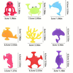 9Pcs Baby Sucker Toy Ocean Animal Bath Toys Kids Gift