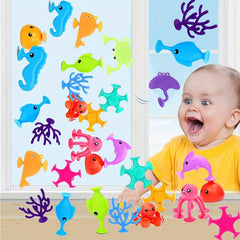 9Pcs Baby Sucker Toy Ocean Animal Bath Toys Kids Gift