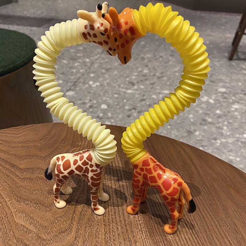 Sensory Stretch Pop Tube Fidget Toy Giraffe Decompress 1pc 2pcs