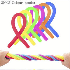 20pcs Unicorn Pull Worm Noodle Fidget Toys Stress Relief Autism Vent