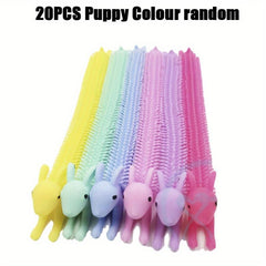 20pcs Unicorn Pull Worm Noodle Fidget Toys Stress Relief Autism Vent