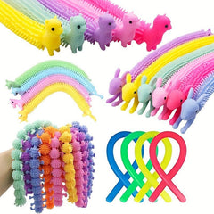 20pcs Unicorn Pull Worm Noodle Fidget Toys Stress Relief Autism Vent