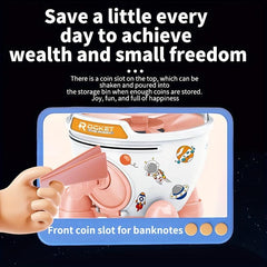 Mini Piggy Bank Space Rocket Astronaut Gift Money Toy