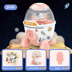 Mini Piggy Bank Space Rocket Astronaut Gift Money Toy