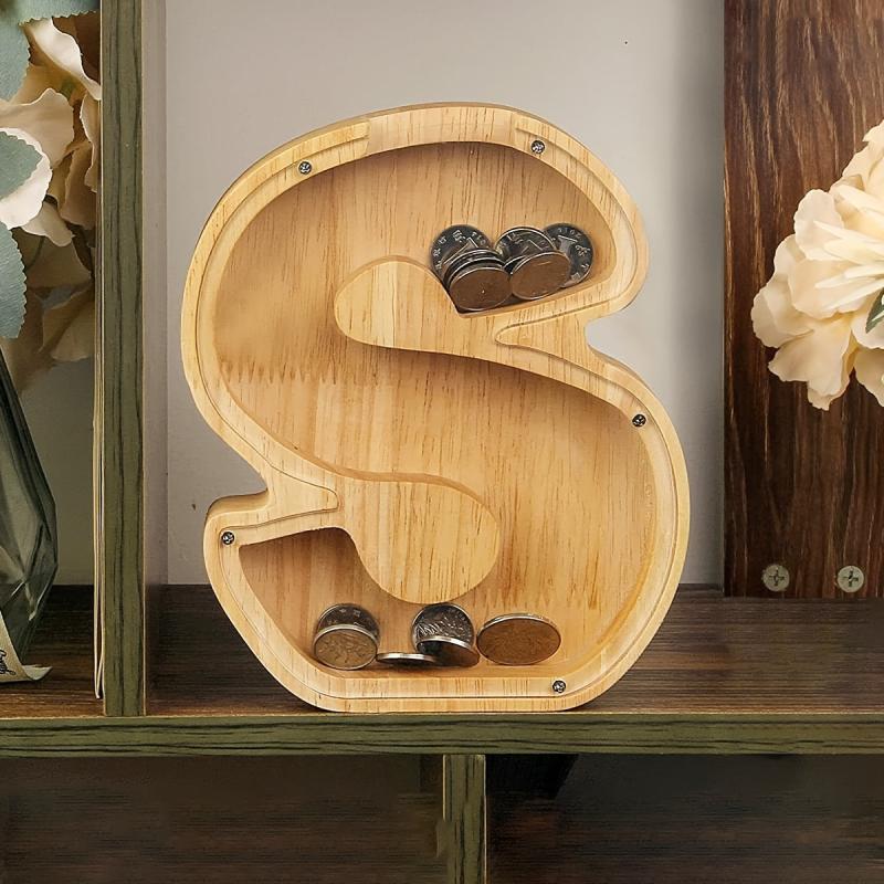 Wooden Letter S Piggy Bank