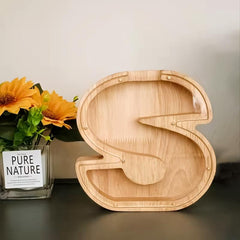 Wooden Letter S Piggy Bank