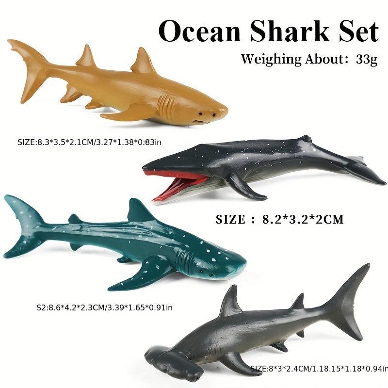 Mini Sea Animals Figurines Realistic Sharks Sea Lions Whales Dolphins Cake Decor