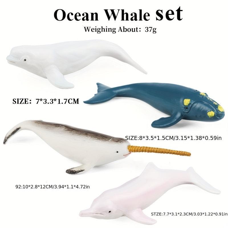 Mini Sea Animals Figurines Realistic Sharks Sea Lions Whales Dolphins Cake Decor