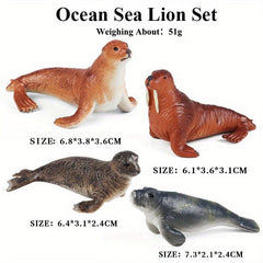 Mini Sea Animals Figurines Realistic Sharks Sea Lions Whales Dolphins Cake Decor