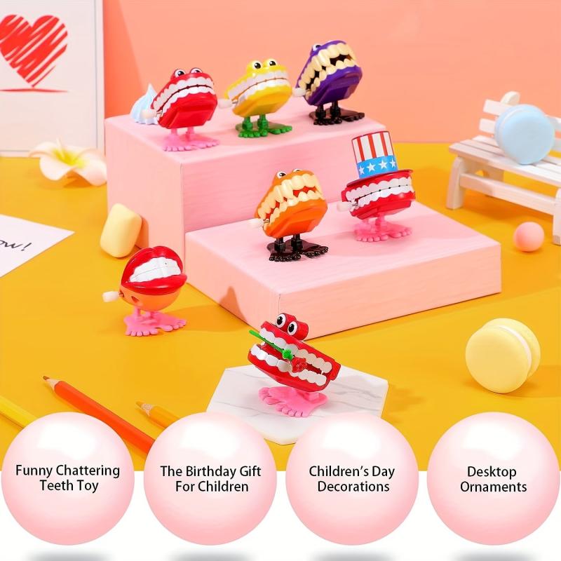 7pcs Chattering Teeth Funny Walking Toy, Halloween Party Favors