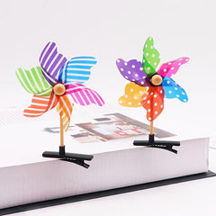 2pcs Mini Flower Windmill Hairpin Spinning Toys Colorful Headwear