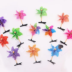 2pcs Mini Flower Windmill Hairpin Spinning Toys Colorful Headwear