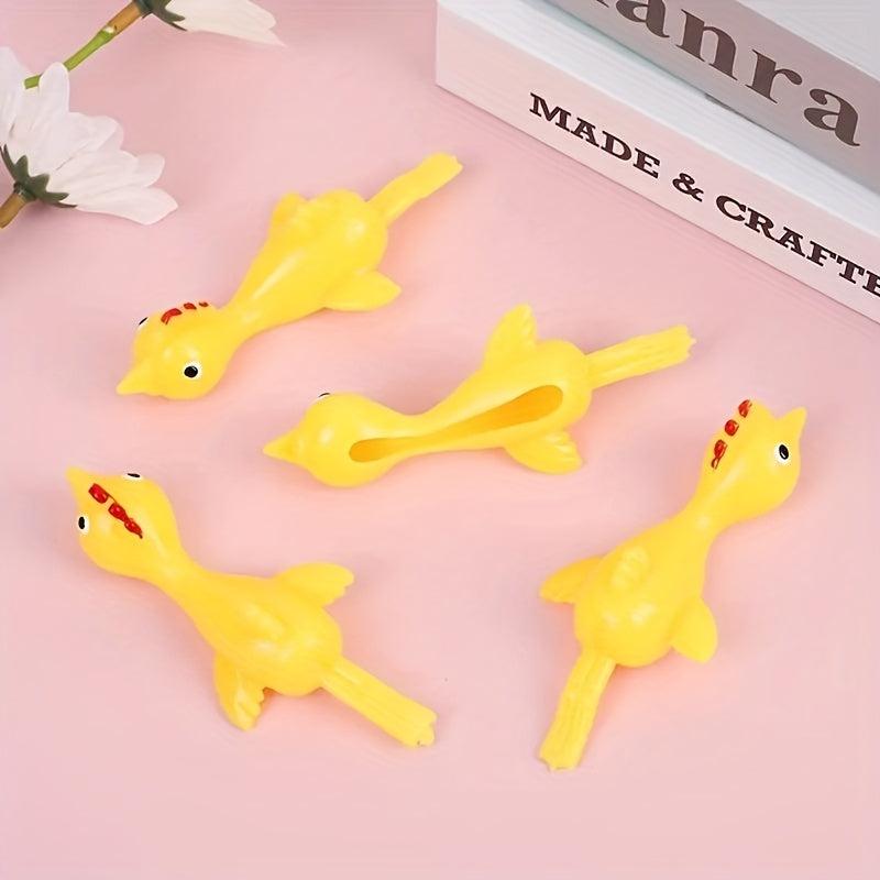 5pcs Slingshot Chicken Rubber Elastic Flying Chicken Tricky Toy Party Supplies