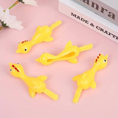 5pcs Slingshot Chicken Rubber Elastic Flying Chicken Tricky Toy Party Supplies