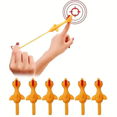 5pcs Slingshot Chicken Rubber Elastic Flying Chicken Tricky Toy Party Supplies