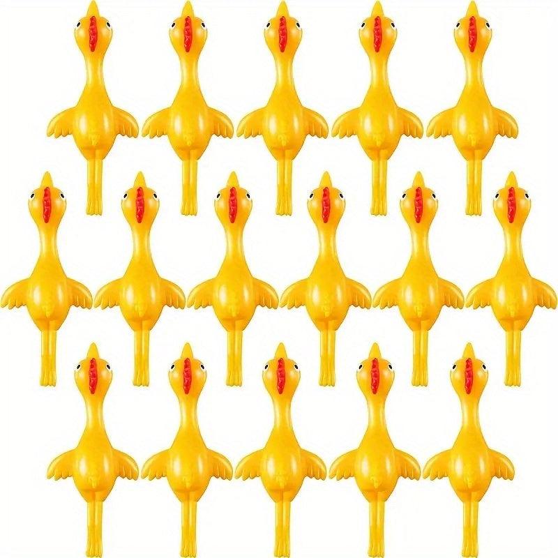 5pcs Slingshot Chicken Rubber Elastic Flying Chicken Tricky Toy Party Supplies