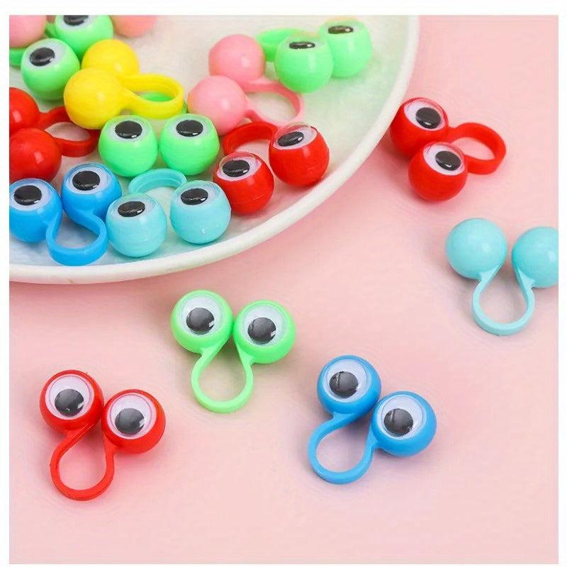 12pcs Mixed Finger Puppets Plastic Rings Wiggle Eyes Toy Parties