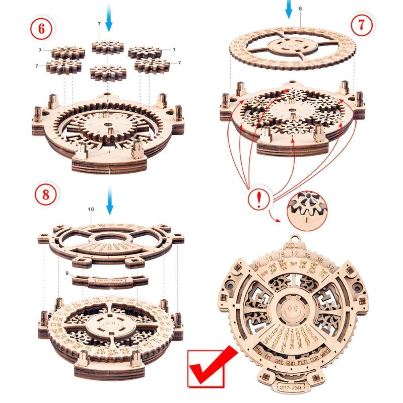 Wooden Mechanical Model Perpetual Calendar DIY Toy