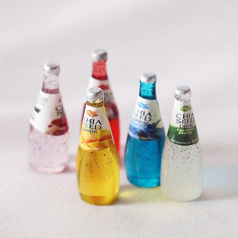 5pcs Resin Doll House Toys Juice Drink & Wine Bottle Micro Food Props