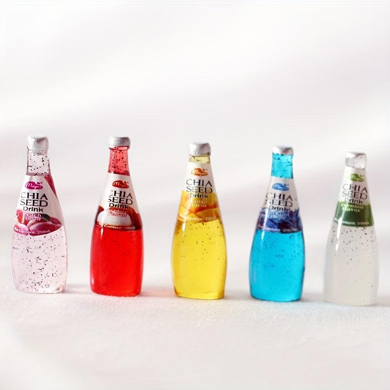 5pcs Resin Doll House Toys Juice Drink & Wine Bottle Micro Food Props