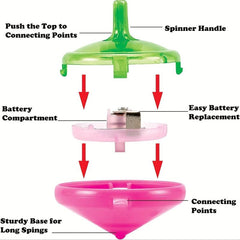 10pcs LED Light Flashing Mini Rotating Top Gyroscope Novelty Bulk Toy Gift