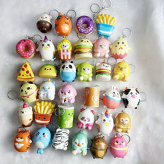 Slow Rebound PU Foam Cartoon Animals Keychains for Kids