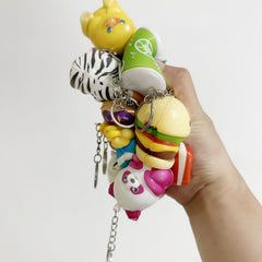 Slow Rebound PU Foam Cartoon Animals Keychains for Kids