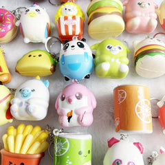 Slow Rebound PU Foam Cartoon Animals Keychains for Kids