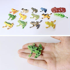 12 Mini Frogs Toy Set Realistic Decoration Frogs Rain Forest Lifelike Art