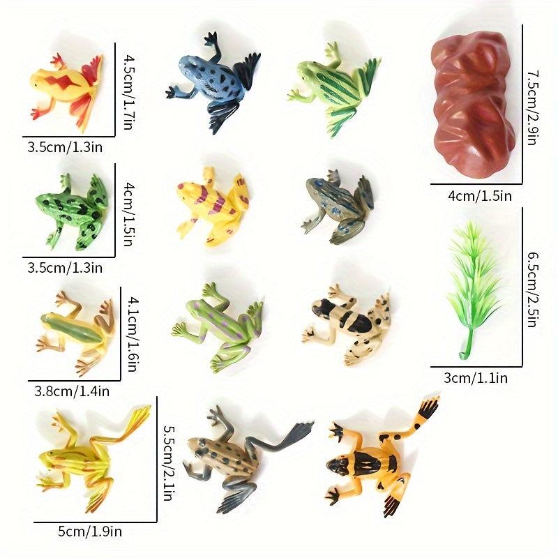 12 Mini Frogs Toy Set Realistic Decoration Frogs Rain Forest Lifelike Art