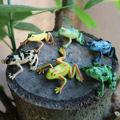 12 Mini Frogs Toy Set Realistic Decoration Frogs Rain Forest Lifelike Art
