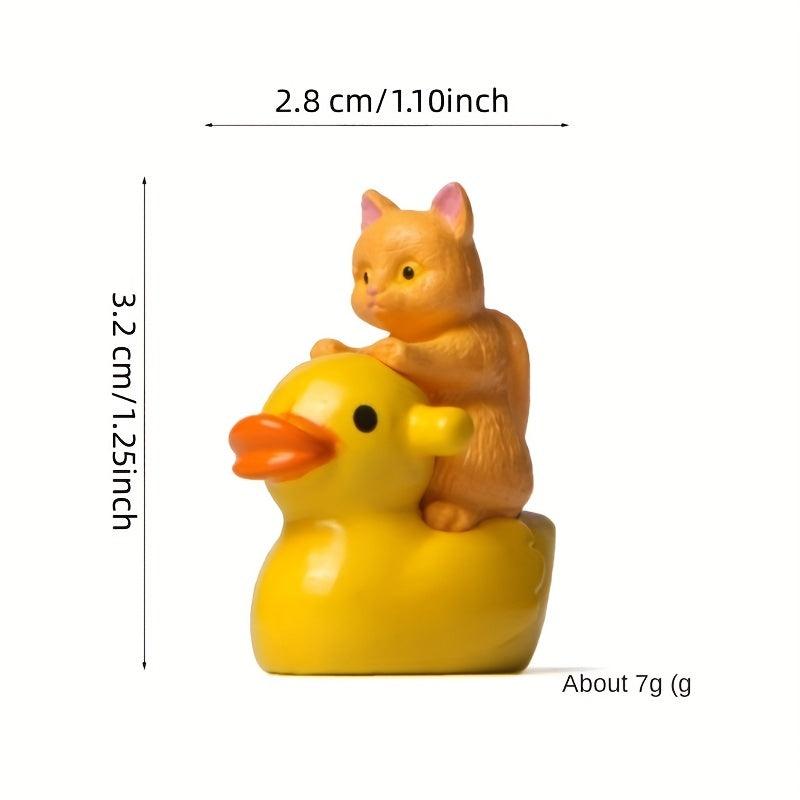 Yellow Duck Cat Micro Landscape Gardening Figure