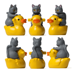 Yellow Duck Cat Micro Landscape Gardening Figure