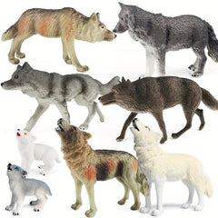 8pcs Wolf Toy Figurines Set Wolf Animals Figures Wolf Family