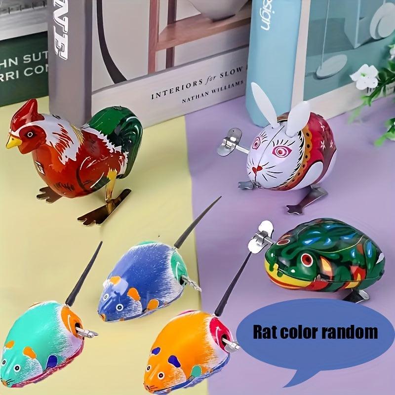 Classic Wind-up Toys 4 Styles Rooster Frog Mouse Rabbit No Batteries