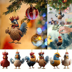 Rooster Series Christmas Tree Pendant Acrylic Decorations Toy