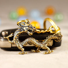 Beast Dragon Statue Bronze Figurine Antique Copper Mythical Animal Decoration