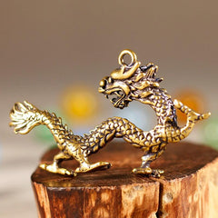 Beast Dragon Statue Bronze Figurine Antique Copper Mythical Animal Decoration
