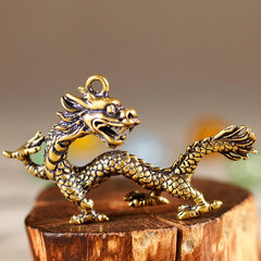 Beast Dragon Statue Bronze Figurine Antique Copper Mythical Animal Decoration