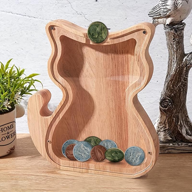 Wooden Money Bank Boys Girls Savings Jar Cartoon Animal Coin Bank Birthday Gift