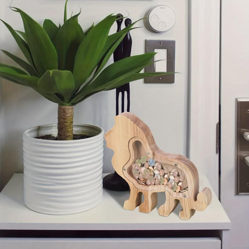 Wooden Money Bank Boys Girls Savings Jar Cartoon Animal Coin Bank Birthday Gift