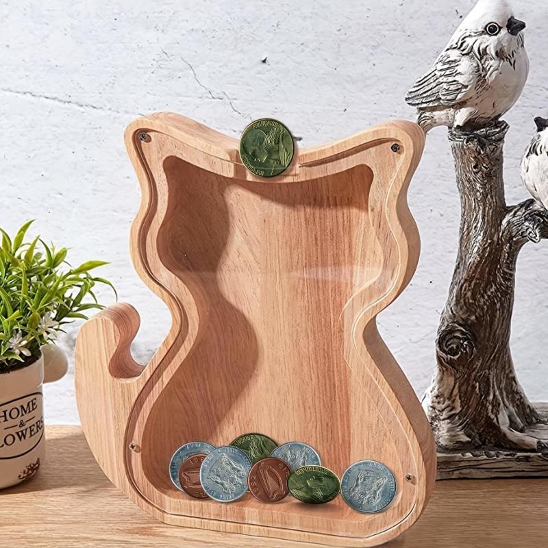 Wooden Money Bank Boys Girls Savings Jar Cartoon Animal Coin Bank Birthday Gift
